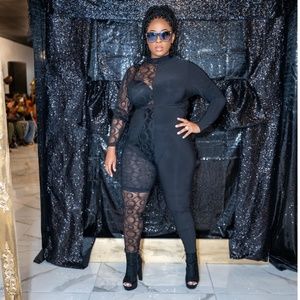 Puls Size Half Sheer Jumpsuit